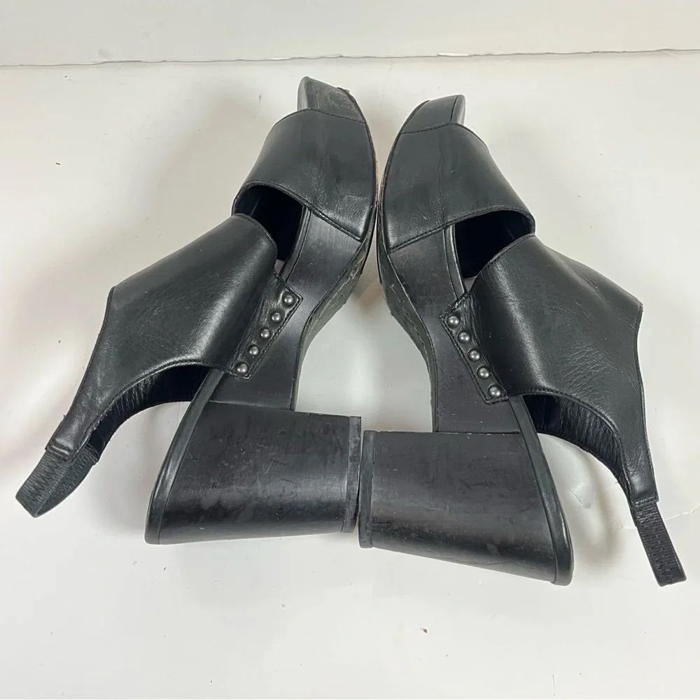 Eileen Fisher Black Leather Slingback Heels Size 8.5M